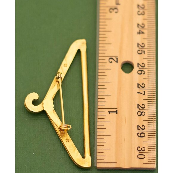 Vintage Golden Clothes Hanger Brooch K23 - Picture 2 of 2